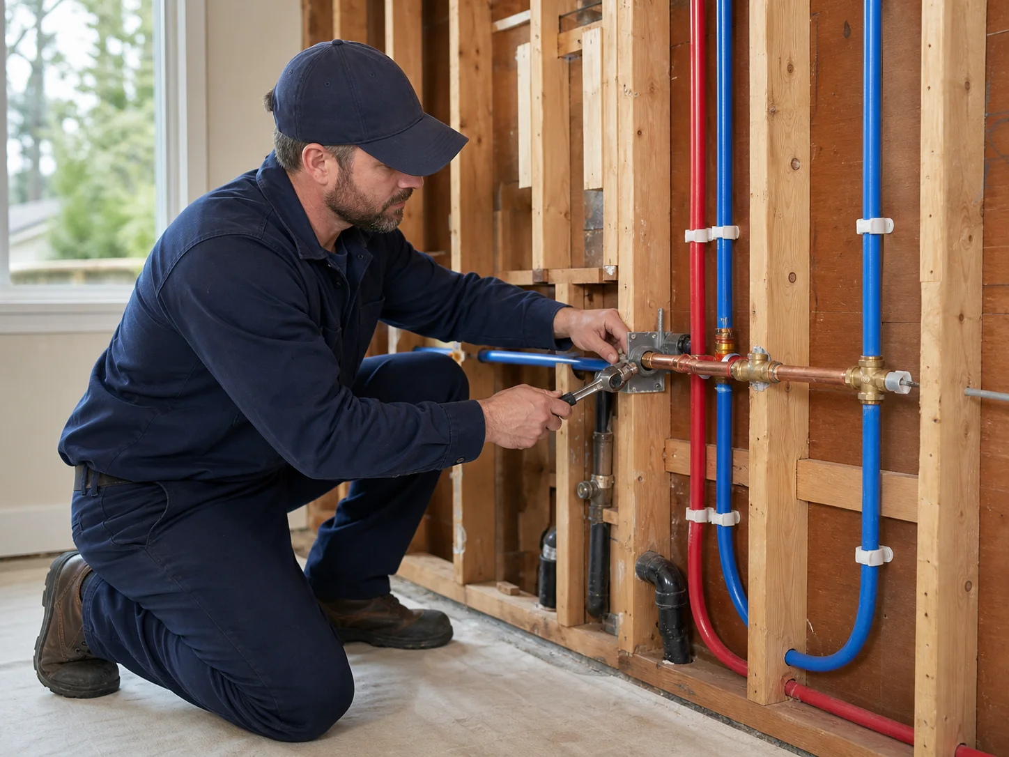 oregon-city-whole-home-repipe Plumber installing PEX and copper piping in an Oregon City home